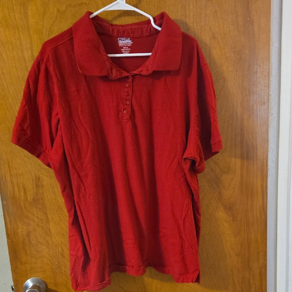Only Necessities Deep Red Cotton Shirt 3X: A